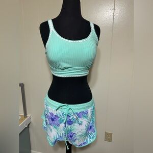 Mint Green and Floral Two-Piece bathing suit never worn